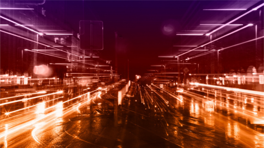 Tunable laser light trails in city nightscape