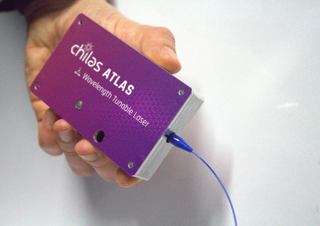 Chilas ATLAS, a Wavelength Tunable Laser held in hand